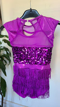 Load image into Gallery viewer, Bright Purple Costume with Sequins and Fringe
