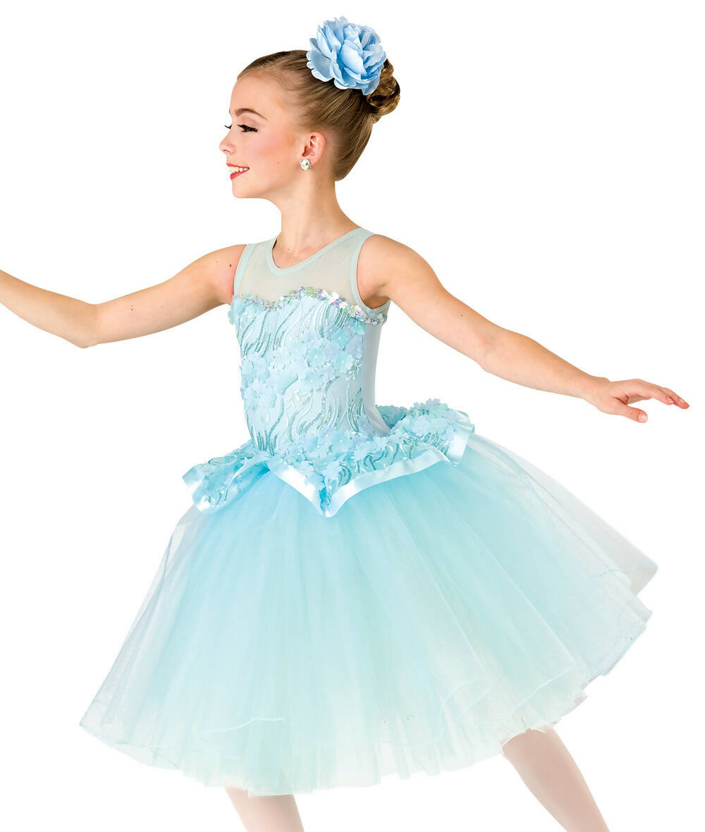 A WISH COME TRUE Floral Bodice Tutu Dress - Light Blue - Large Child