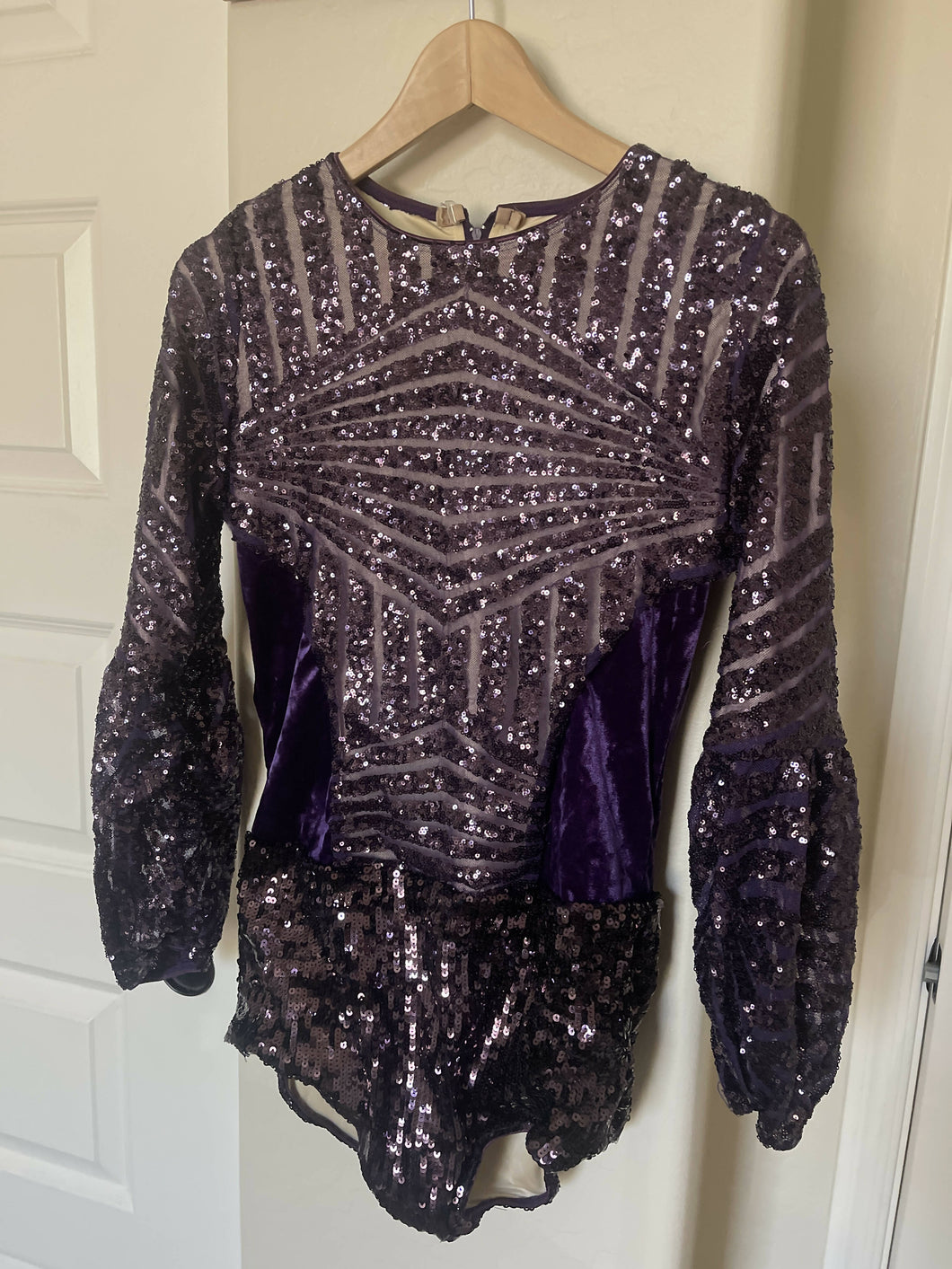 Purple sequin leotard