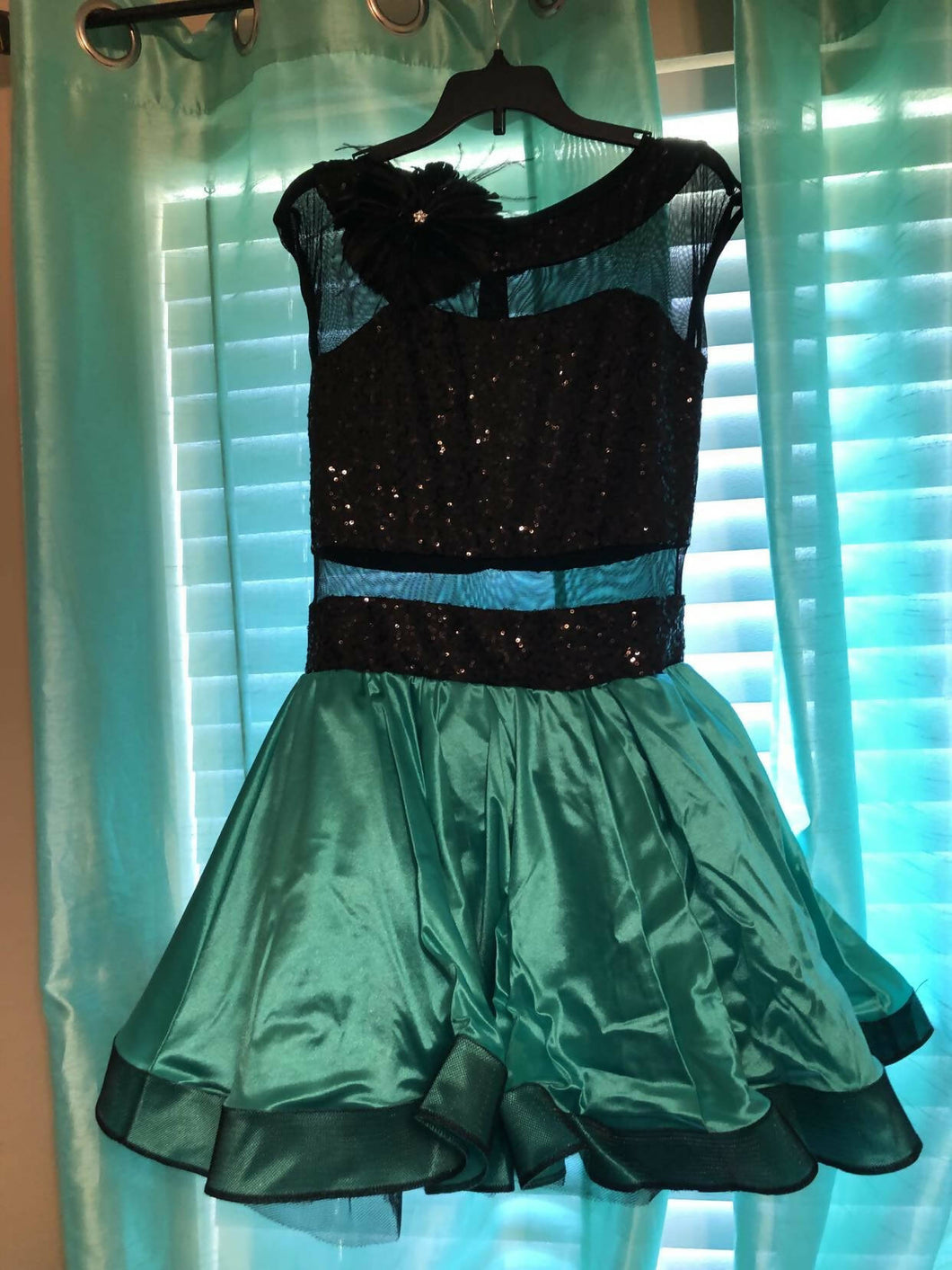 Weissman Green and Black Colored Dance Costume Dress