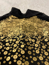 Load image into Gallery viewer, Balera Jazz Dance Costume. Black With Gold Sequin. Size: Large Child.
