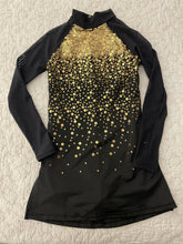 Load image into Gallery viewer, Balera Jazz Dance Costume. Black With Gold Sequin. Size: Large Child.
