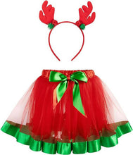 Load image into Gallery viewer, Kids aged 2–8-year-olds, Christmas TUTU with Reindeer headband.
