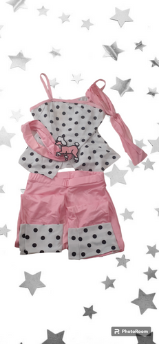 JAZZ PINK WITH BLACK POLKA DOT 2 PC SET WITH HAIR ACCESSORY (1)