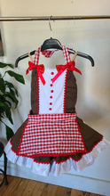 Load image into Gallery viewer, Red White and Chocolate Costume with Apron and Bows
