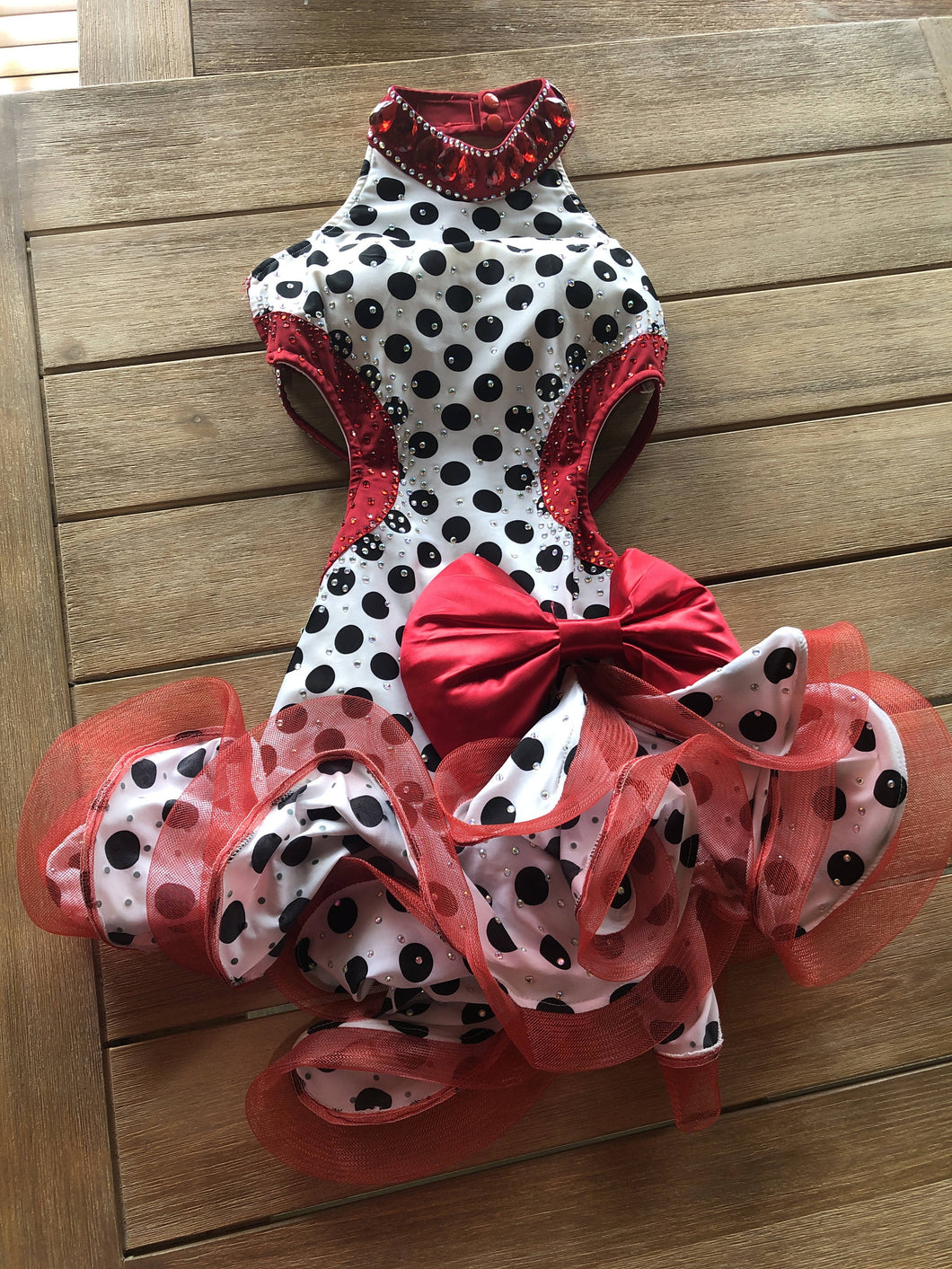 High neck polka dot Latin-flair dress