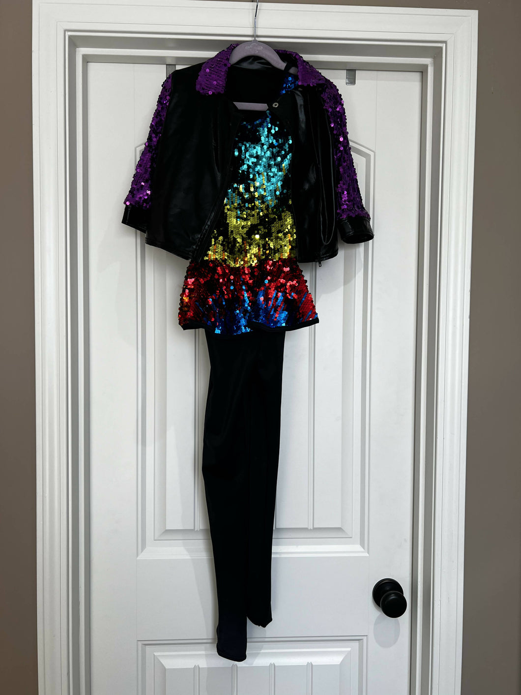 Jumpsuit costume with sequined jacket